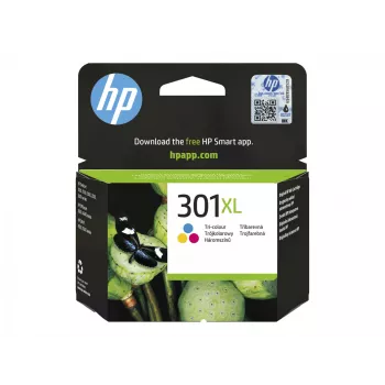 HP 301XL oriģinālā tintes kasetne (ciāna, fuksīna, dzeltena) - augstas ietilpības