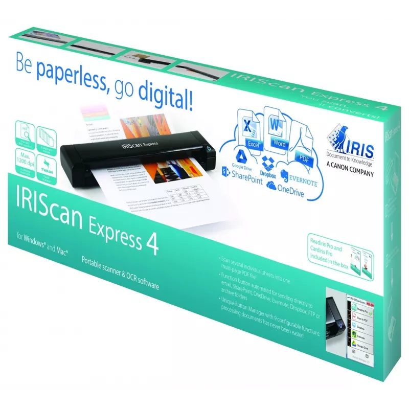 I.R.I.S. IRIScan Express 4 lokšņu skeneris 1200 x 1200 DPI A4 Melns