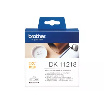 Lentes ruļļa etiķetes Brother DK-11218, apaļas, baltas, 24 mm, 1000 gab.