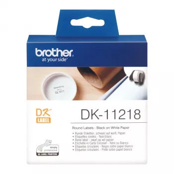 Lentes ruļļa etiķetes Brother DK-11218, apaļas, baltas, 24 mm, 1000 gab.
