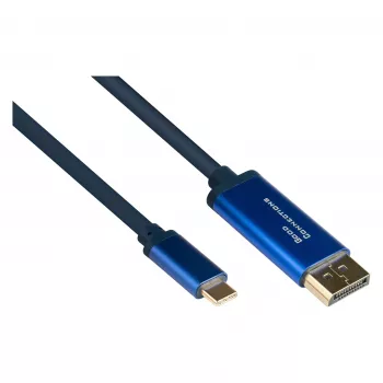 Alcasa 4812-CSF015B 1.5m Adaptera kabelis USB-C – DisplayPort, 1,5 m, tēviņš–tēviņš