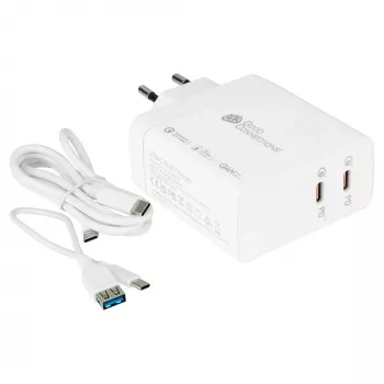 Good Connections GC USB-Fast Charger 140W GaN-Tehnoloģija, 2x USB-C, PD 3.1, QC 5.0, PPS Balts