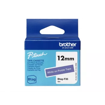 Lentīšu lente Brother BTAG-F35 Balts uz violeta 1,2 cm 4 m