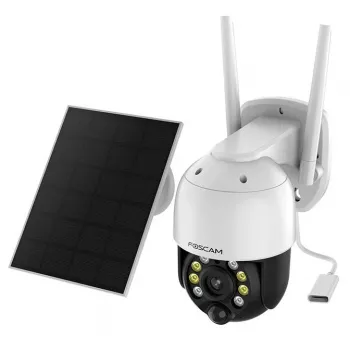 IP drošības kamera Foscam B4 Dome 4 MP (2560×1440), Wi‑Fi 2,4 GHz, IP65, Saules + Akumulators 5000 mAh, 355° pagriešana, 90° sasvēršana