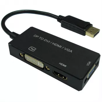 Adaptera kabelis 0.1 m, DisplayPort (vīriešu) uz VGA D-Sub + HDMI + DVI (sieviešu), taisns