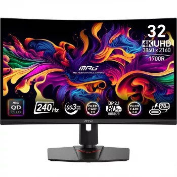 MSI MPG 321URXDE QD-OLED, Gaming-Monitors 80 cm (31,5 colli), melns, UltraHD/4K, QD-OLED, Adaptive-Sync, USB-C, 240Hz Panel (9S6-3DD29A-056)