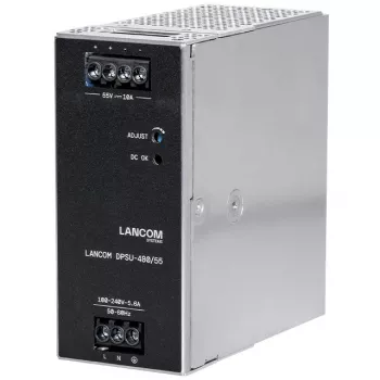 Barošanas bloks Lancom Systems LANCOM DPSU-480/55 — 480 W, AC 100–240 V, TS35 DIN, melns/tērauds
