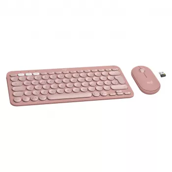 Logitech Pebble 2 Combo - Bezvadu tastatūra un pele, RF + Bluetooth, Vācu QWERTZ, Rozā (920-012205)