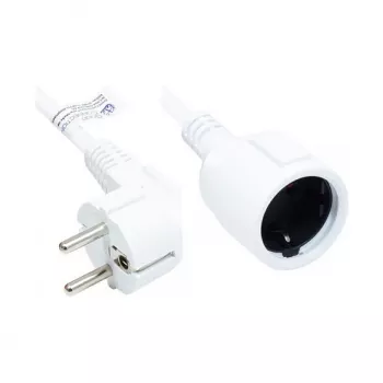 Pagarinātājs ar zemējumu, Kontaktdakša E+F (CEE 7/7, leņķveida) un Kontaktligzda F (CEE 7/3, taisna), Balts, 1,50 mm², 2 m, Good Connections® (P0102-W020)
