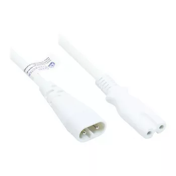 Pagarinātājs Euro C8 spraudnis (taisns) uz C7/Euro 8 ligzdu (taisns), balts, 0,75 mm², 2 m, Good Connections® (P0870-W020)