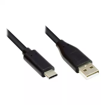 Savienojuma kabelis USB 2.0, USB-C™ spraudnis uz USB 2.0 A spraudni, CU, melns, 1m, Good Connections® (GC-M0117)