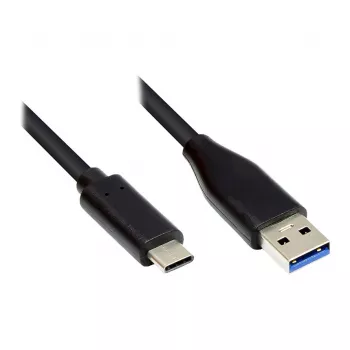Good Connections GC-M0126 — USB-C uz USB-A kabelis, 0,5 m, USB 3.2 Gen 1, 5 Gbit/s, melns