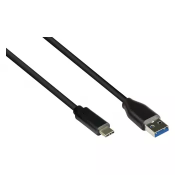 Alcasa Connection Cable USB 3.0 - 2 m - USB A - USB C - USB 3.2 Gen 1 (3.1 Gen 1) - 5000 Mbit/s - Melns (GC-M0128)