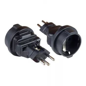 Strāvas adapteris Šveices kontaktdakša (SEV1011, taisna) uz iezemētu kontaktligzdu F tips, SEV, melns, Good Connections® (PA-6002S)