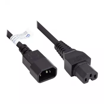 IEC savienojuma kabelis C14 (taisns) uz C15 (taisns), melns, 0,75 mm², 1 m, Good Connections® (P1450-S010)