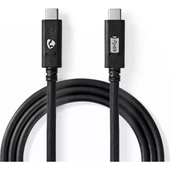 Nedis USB-C kabelis | USB 3.2 Gen 2 | USB-C™ uz USB-C™ - 100 W | 4K@60Hz | 10 Gbps | niķelēts | 1.00 m | Apaļš | PVC | Melns | Kaste