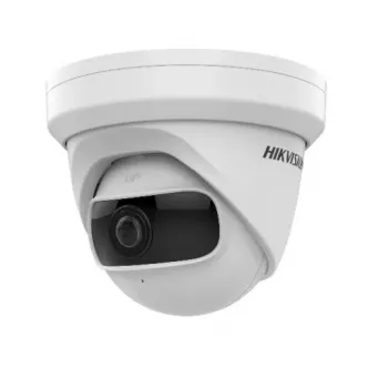 Iekštelpu kupola IP kamera Hikvision DS-2CD2345G0P-I — 4 MP, 1.68 mm fiksēts objektīvs, 360° rotācija, griestu/sienas montāža, vadu