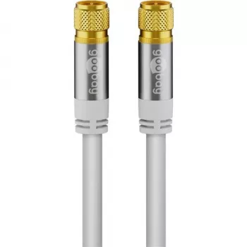 Goobay SAT antennas kabelis (135 dB tips), 4x ekranēts, 2 m, balts - zeltīts, F-spraudnis > F-spraudnis (70600)