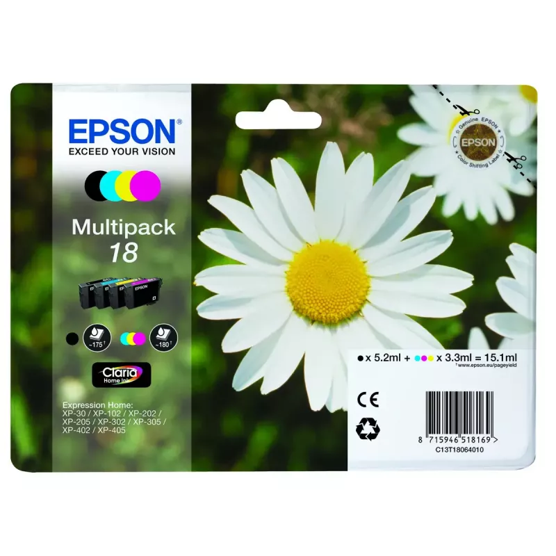 Epson Daisy Multipack 4 krāsas 18 Claria Home Ink — standarta ietilpība