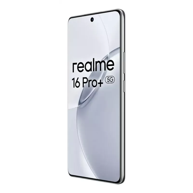 Viedtālrunis REALME realme 16 Pro+ — 6.8 collu (17.3 cm) 1280×2800, Snapdragon 7 Gen 4, 12 GB RAM, 512 GB, 200 MP trīskāršā kamera, 7000 mAh, Pelēks