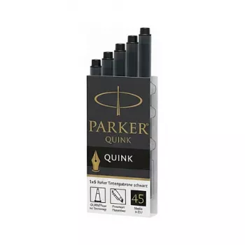 Parker Quink melnās tintes kārtridžas, 5 iepakojumā