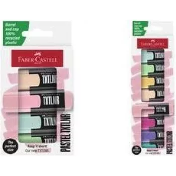 Marķieru komplekts Faber-Castell 154214 pastelie izcēlēji, 4 gab. — koraļļu, zaļš, gaiši zaļš, rozā