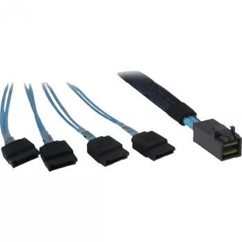 Kabelis INTER-TECH SFF-8643 uz 4x SATA/SAS 0,7 m 12 Gbit/s zils