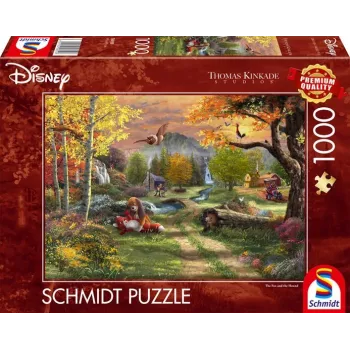 Thomas Kinkade Studios: Disney - The Fox and the Hound, Puzle 1000 Gabali