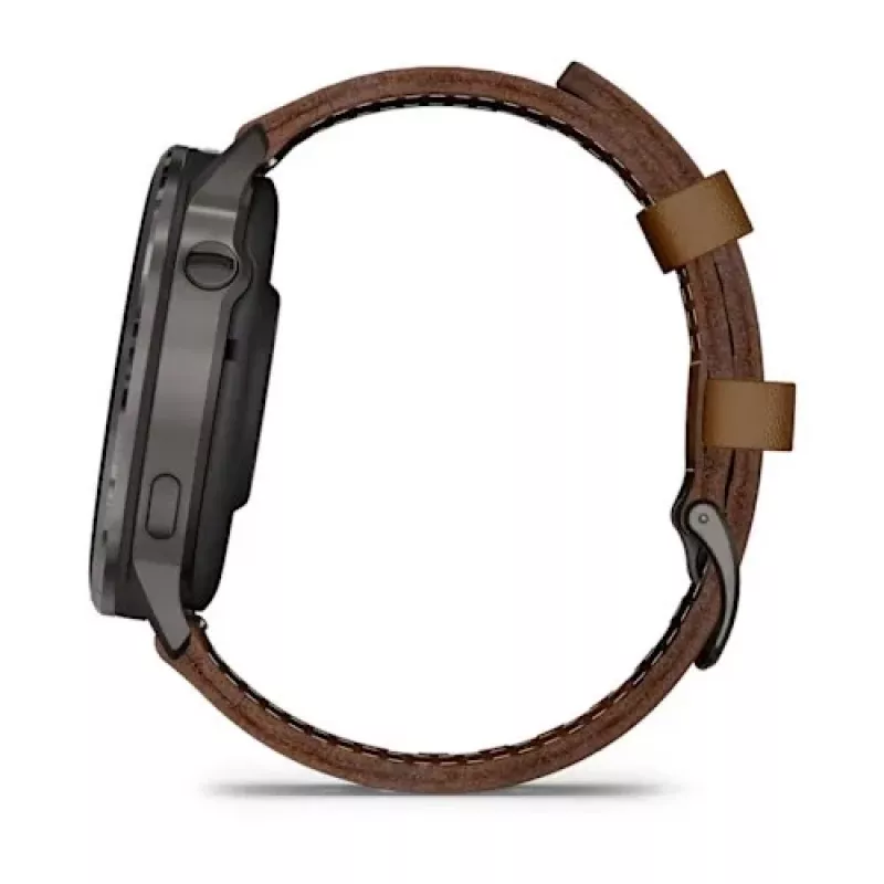 Viedpulkstenis GARMIN Venu 4 45 mm (1,4 collu) AMOLED 454×454 pikseļi, Wi‑Fi, GPS, 8 GB, melns korpuss, brūna ādas siksna