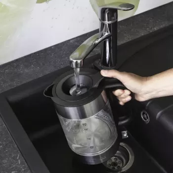 Elektriskā tējkanna ProfiCook PC-WKS 1322 G — 1.7 L, 2200 W, stikls un nerūsējošais tērauds, bezvadu