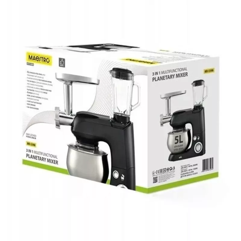 Planetārais mikseris Maestro MR-559-M 3-in-1, 2000W, daudzfunkciju virtuves robots
