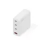 DIGITUS USB GaN lādētājs 140W — 3× USB‑C, 1× USB‑A, 100–240V, balts
