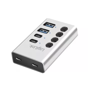 USB 3.2 Gen1 4 portu centrmezgls ar USB-A/C un ieslēgšanas/izslēgšanas slēdžiem