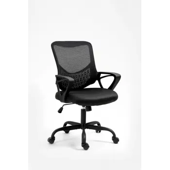 Biroja krēsls ActiveJet YK507 melns – grozāms ergonomisks darba krēsls, audums/PU, regulējams augstums