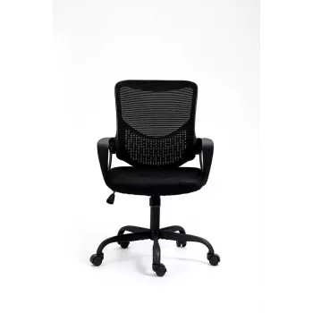 Biroja krēsls ActiveJet YK507 melns – grozāms ergonomisks darba krēsls, audums/PU, regulējams augstums