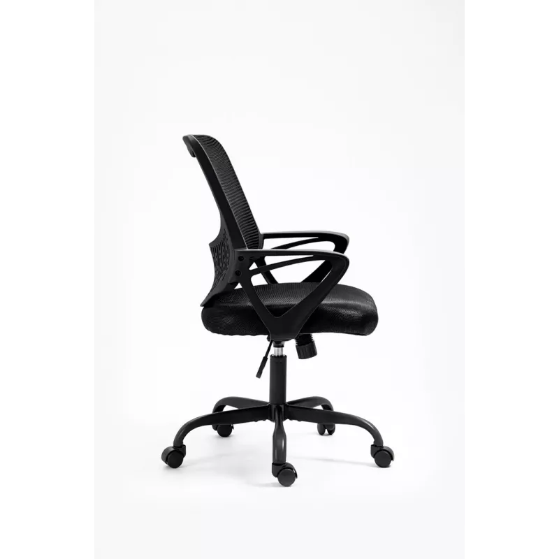 Biroja krēsls ActiveJet YK507 melns – grozāms ergonomisks darba krēsls, audums/PU, regulējams augstums