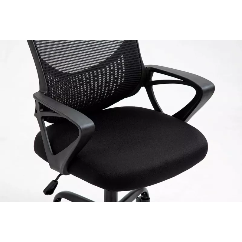 Biroja krēsls ActiveJet YK507 melns – grozāms ergonomisks darba krēsls, audums/PU, regulējams augstums
