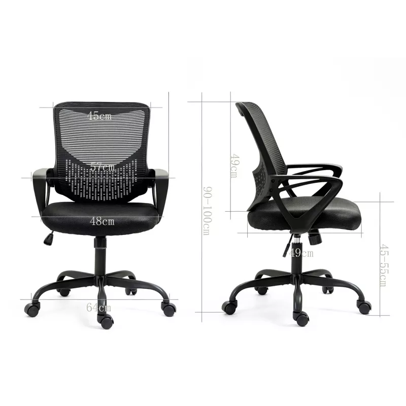Biroja krēsls ActiveJet YK507 melns – grozāms ergonomisks darba krēsls, audums/PU, regulējams augstums