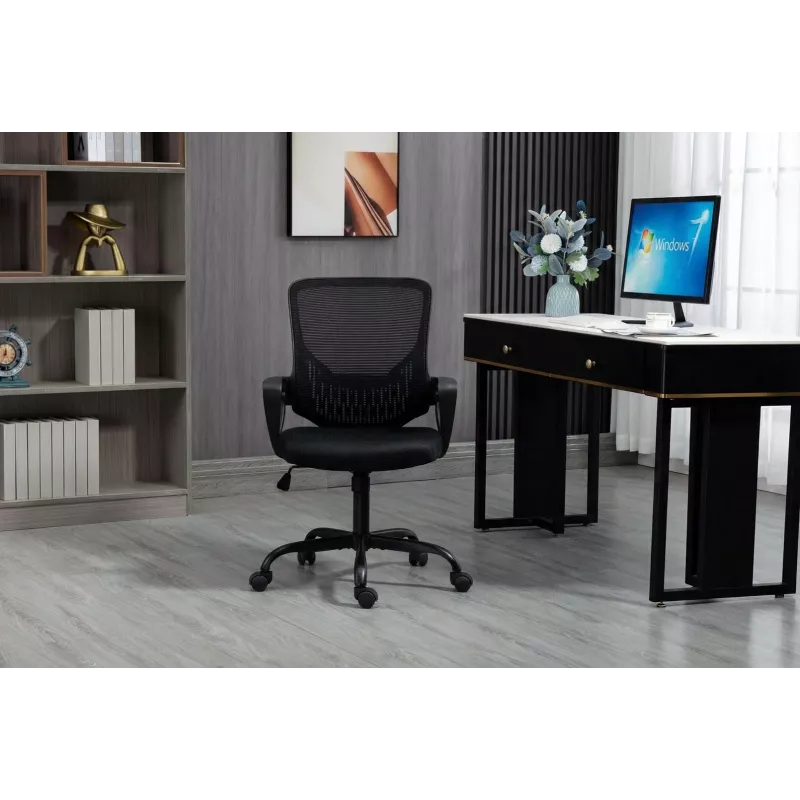 Biroja krēsls ActiveJet YK507 melns – grozāms ergonomisks darba krēsls, audums/PU, regulējams augstums