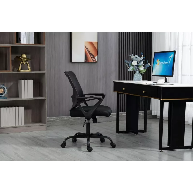 Biroja krēsls ActiveJet YK507 melns – grozāms ergonomisks darba krēsls, audums/PU, regulējams augstums