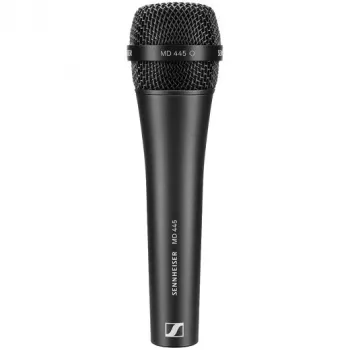 Dinamiskais superkardioīdais mikrofons Sennheiser MD 445 – profesionāls vokāla/ instrumentu mikrofons, izturīgs metāla korpuss
