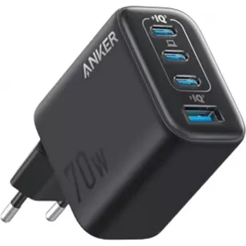 Anker Zolo lādētājs 70W 4 porti 3x USB-C 1x USB-A GaN Melns