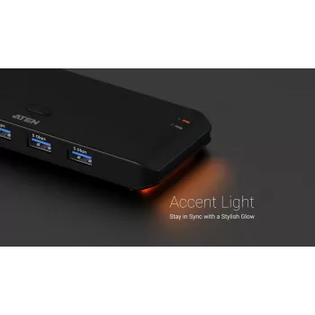USB 3.2 Gen1 2x4 koplietošanas slēdzis ATEN US5324 ar Host A + C un 4 ierīču portiem