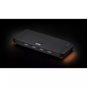 USB 2.0 koplietošanas slēdzis ATEN US4224 — 2 resursdatori uz 4 ierīcēm, 480 Mb/s, melns