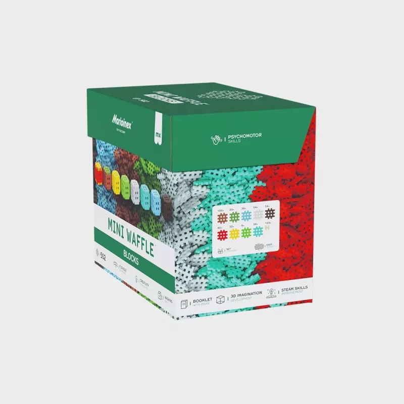 Marioinex Klocki Waffle Mini Blocks būvniecības rotaļlietu komplekts — 502 gabali