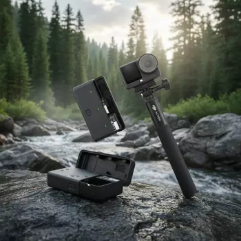 Action kamera DJI Osmo Action 6 Adventure Combo — 38 MP, 4K Ultra HD, 1/1.1 collu CMOS, 155° redzes lauks, 2x digitālais tālummaiņa