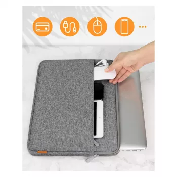Sleeve maciņš Inateck LB01005 35,6 cm (14 collu) klēpjdatoriem, pelēks, vienkrāsaina virsma