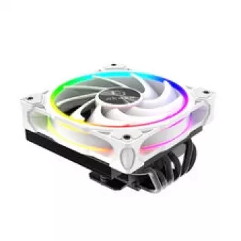 CPU dzesētājs Akasa SOHO H6L RGB balts — zema profila radiators ar RGB ventilatoru, piemērots mini-ITX kompaktām sistēmām