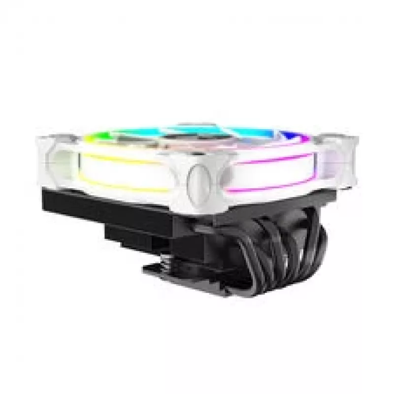 CPU dzesētājs Akasa SOHO H6L RGB balts — zema profila radiators ar RGB ventilatoru, piemērots mini-ITX kompaktām sistēmām