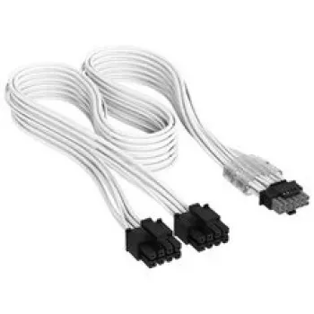 Corsair Premium Sleeved 2x 8-Pin uz 12V-2x6 Kabelis, Type-4 Barošanas Blokiem - Balts